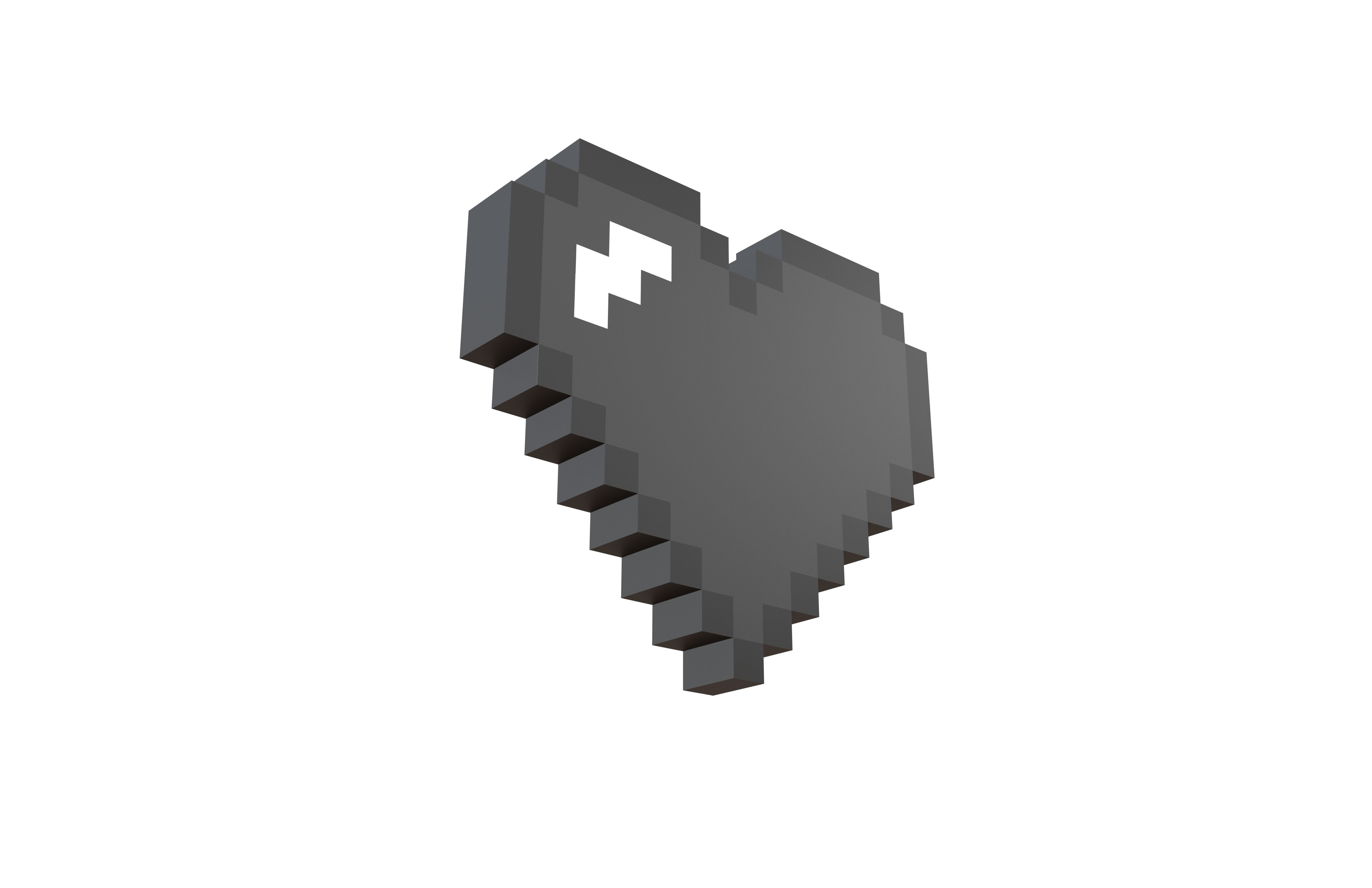 Pixel Heart v1 007 Low-poly 3D model_3
