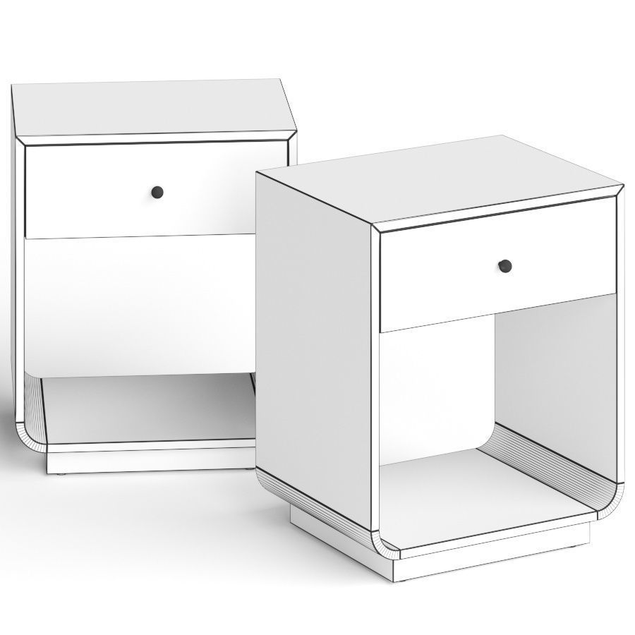 CB2 Bowed Lacquered Nightstand Bedside Table 3D model_1
