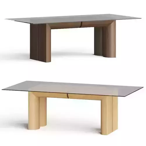 Crate and Barrel Emma Wood and Glass-Top Dining Table