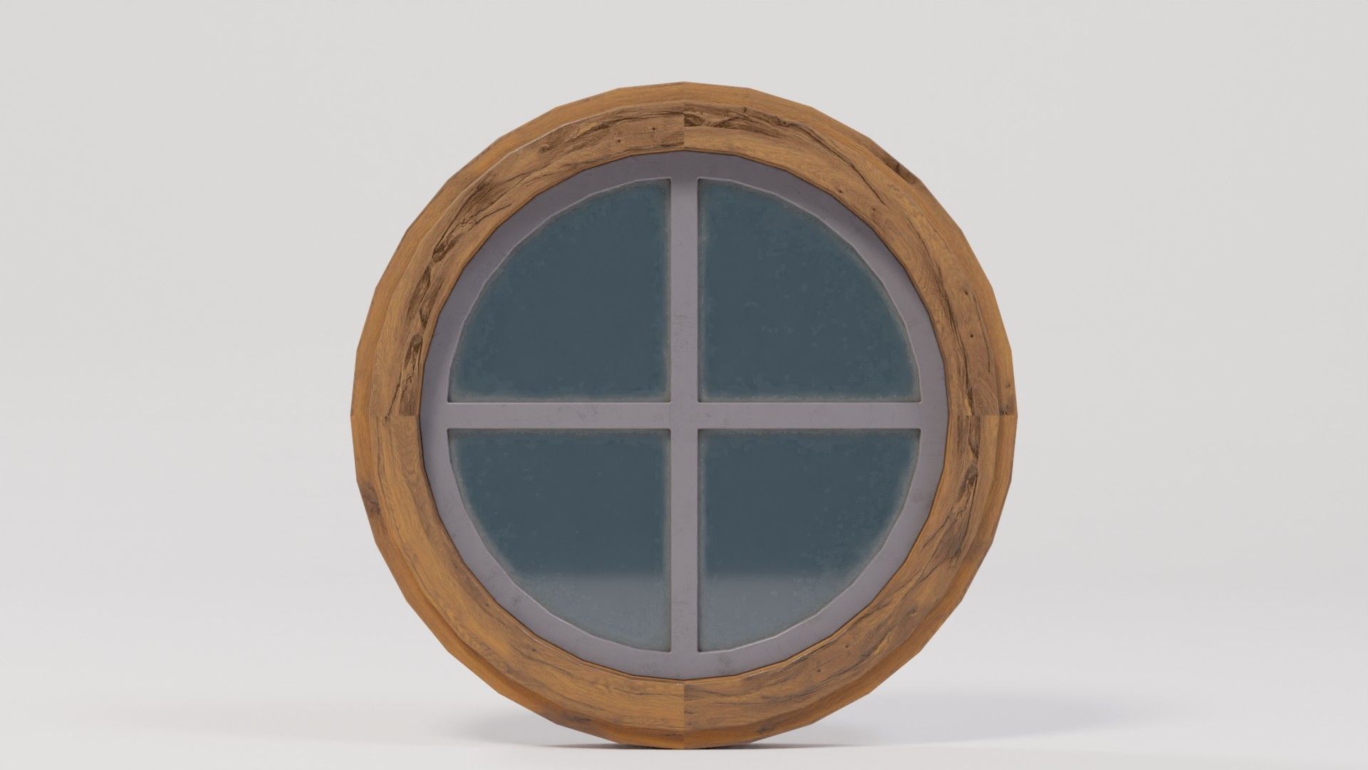 Circle Wooden Window 50x6x50 Low-poly 3D model_1
