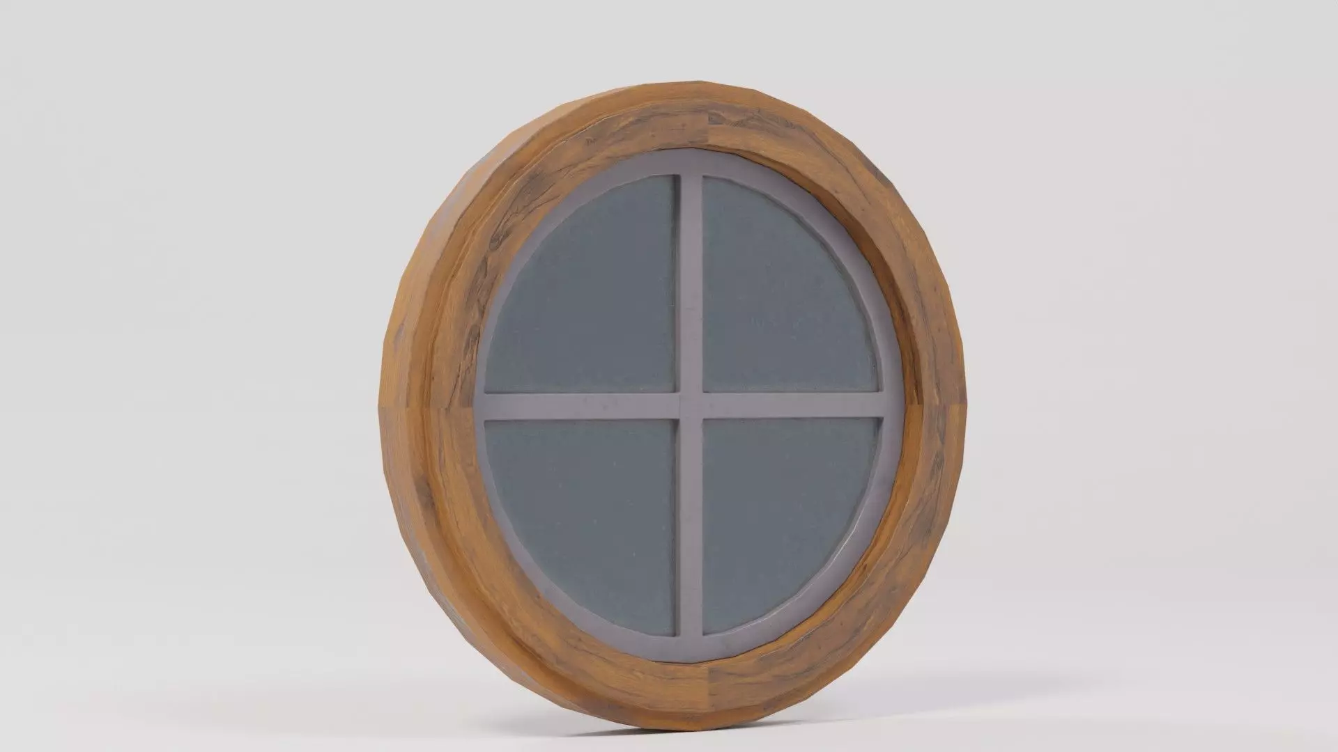 Circle Wooden Window 50x6x50 Low-poly 3D model_0