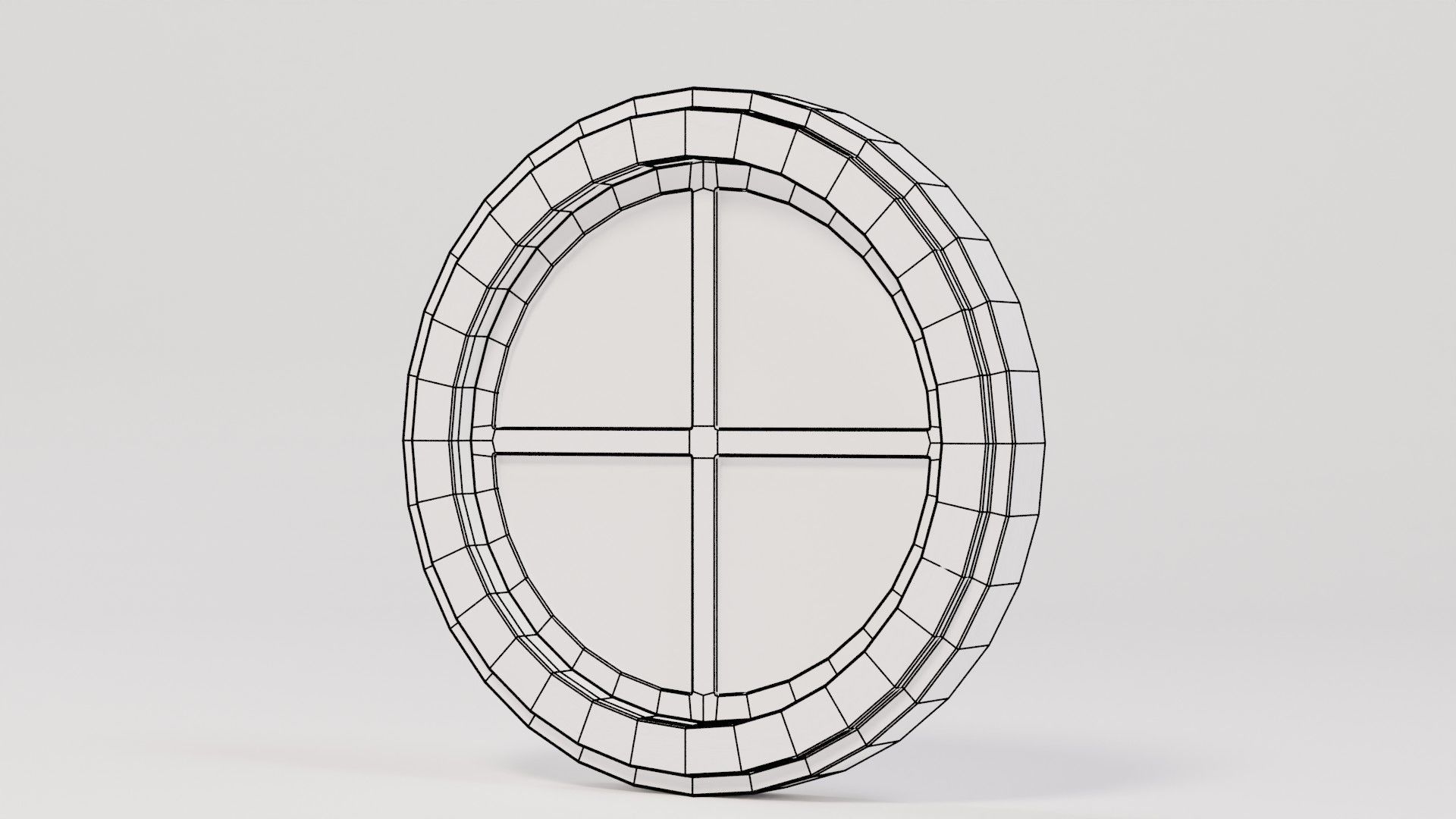 Circle Wooden Window 50x6x50 Low-poly 3D model_4