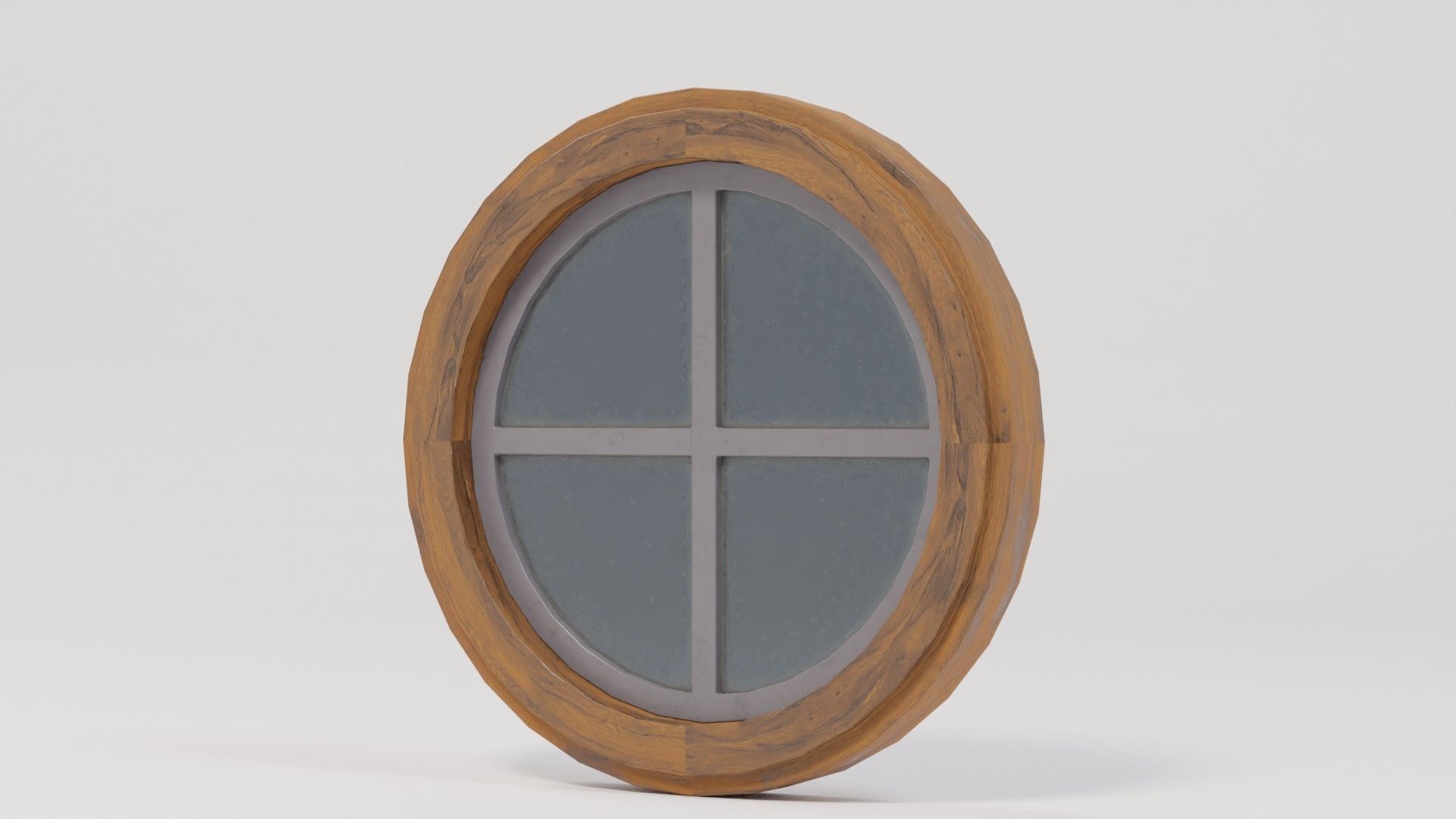 Circle Wooden Window 50x6x50 Low-poly 3D model_2