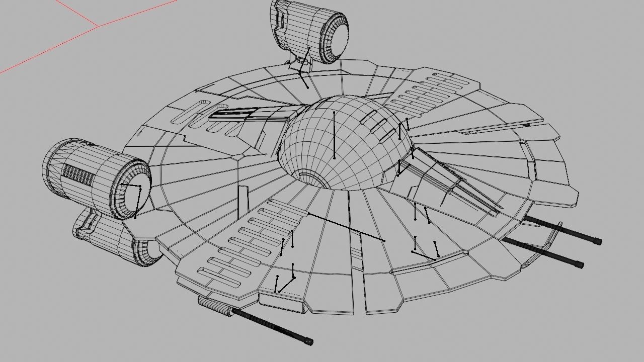 Starship futuristic spaceship flying in air 3D model_22