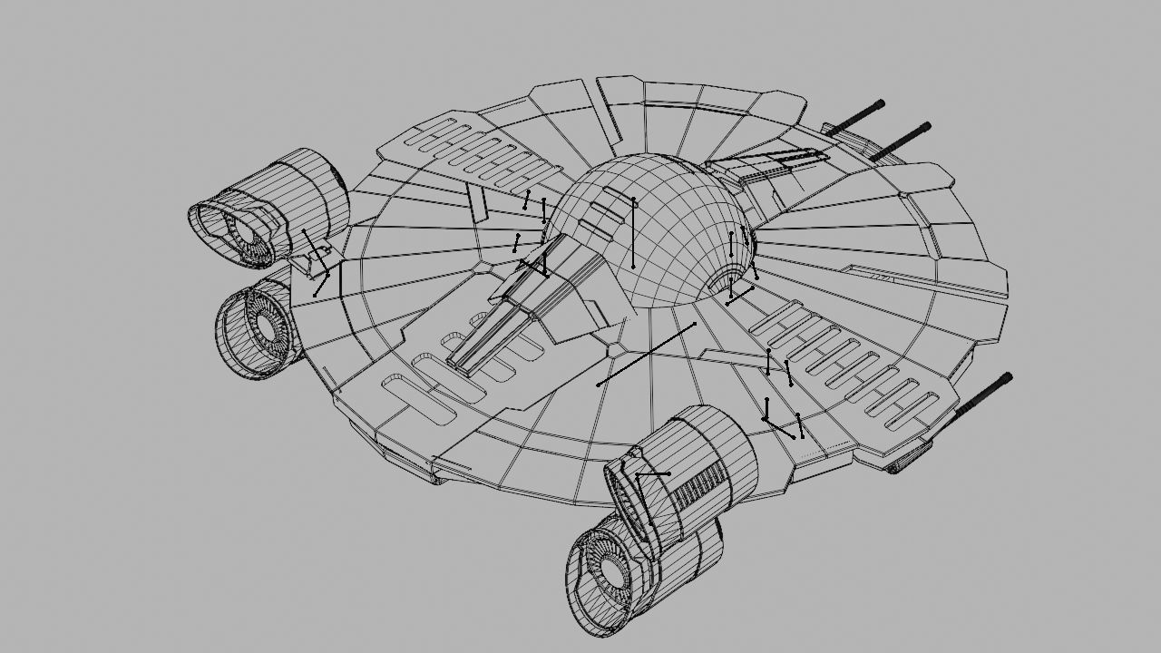 Starship futuristic spaceship flying in air 3D model_23