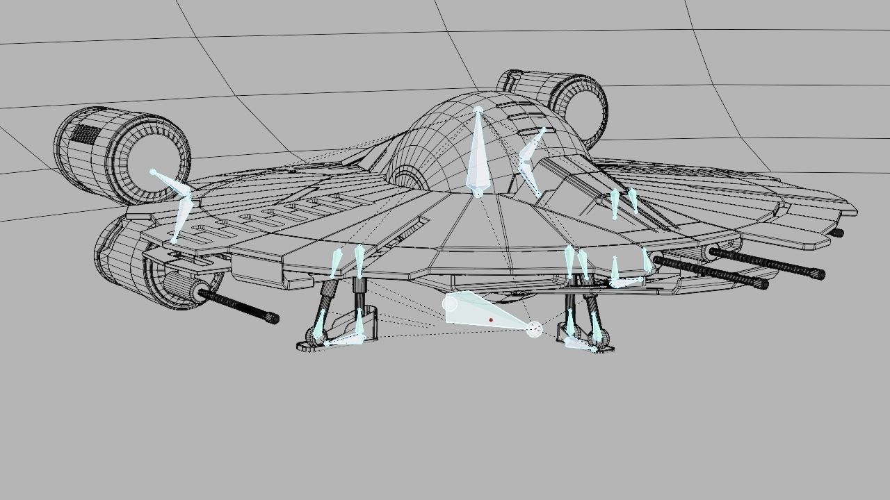 Starship futuristic spaceship flying in air 3D model_25