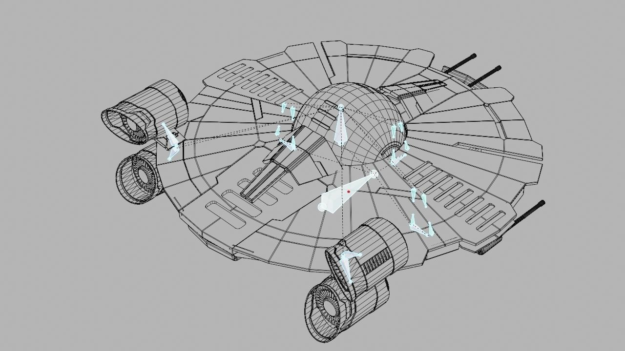 Starship futuristic spaceship flying in air 3D model_24