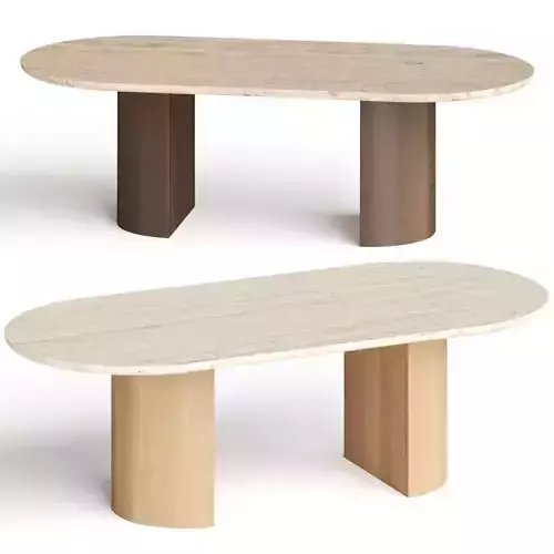 Crate and Barrel Vernet Oval Travertine Coffee Table