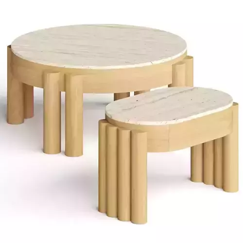 Crate and Barrel Oasis Wood Set Coffee Table