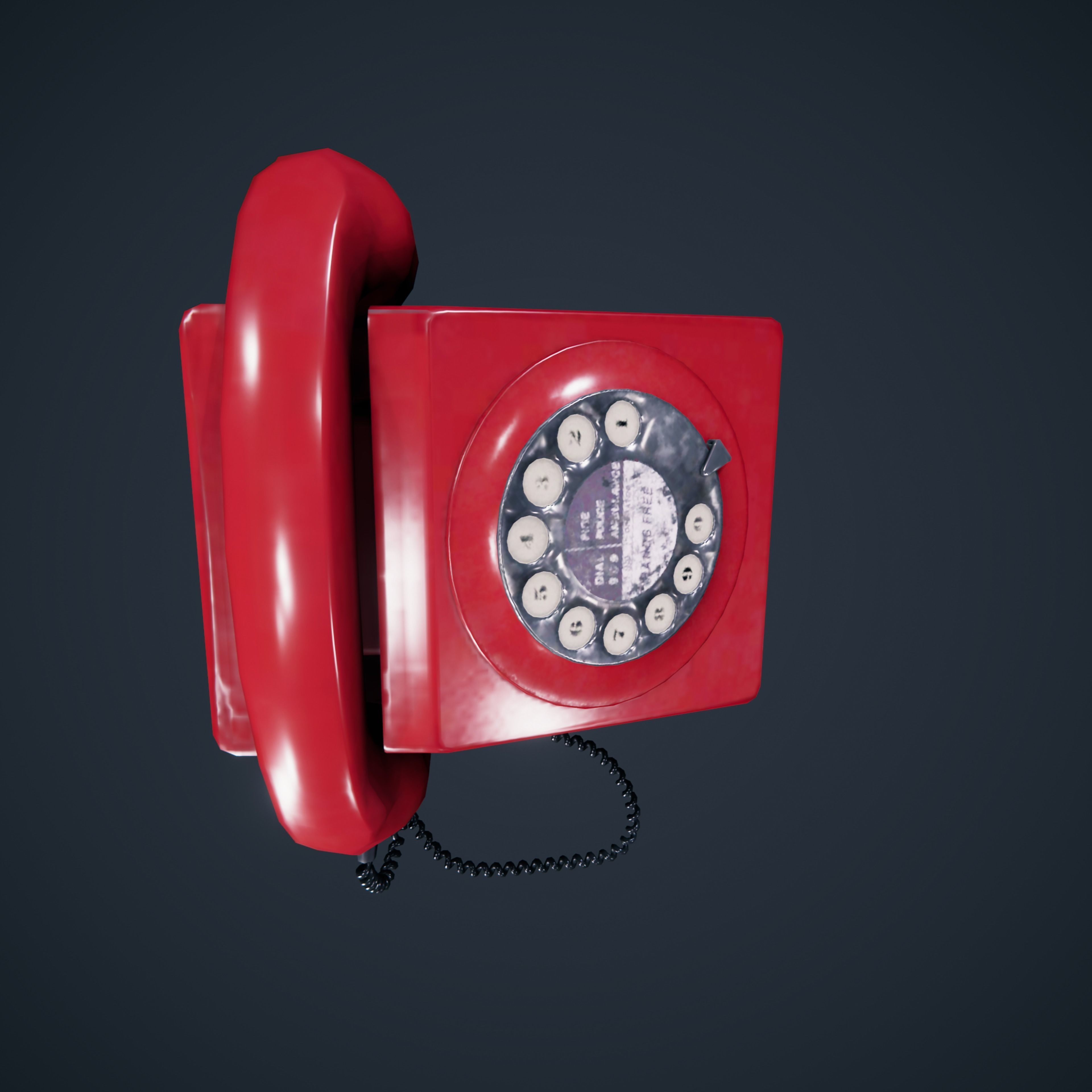 Vintage Telephone Rotary Low-poly 3D model_6