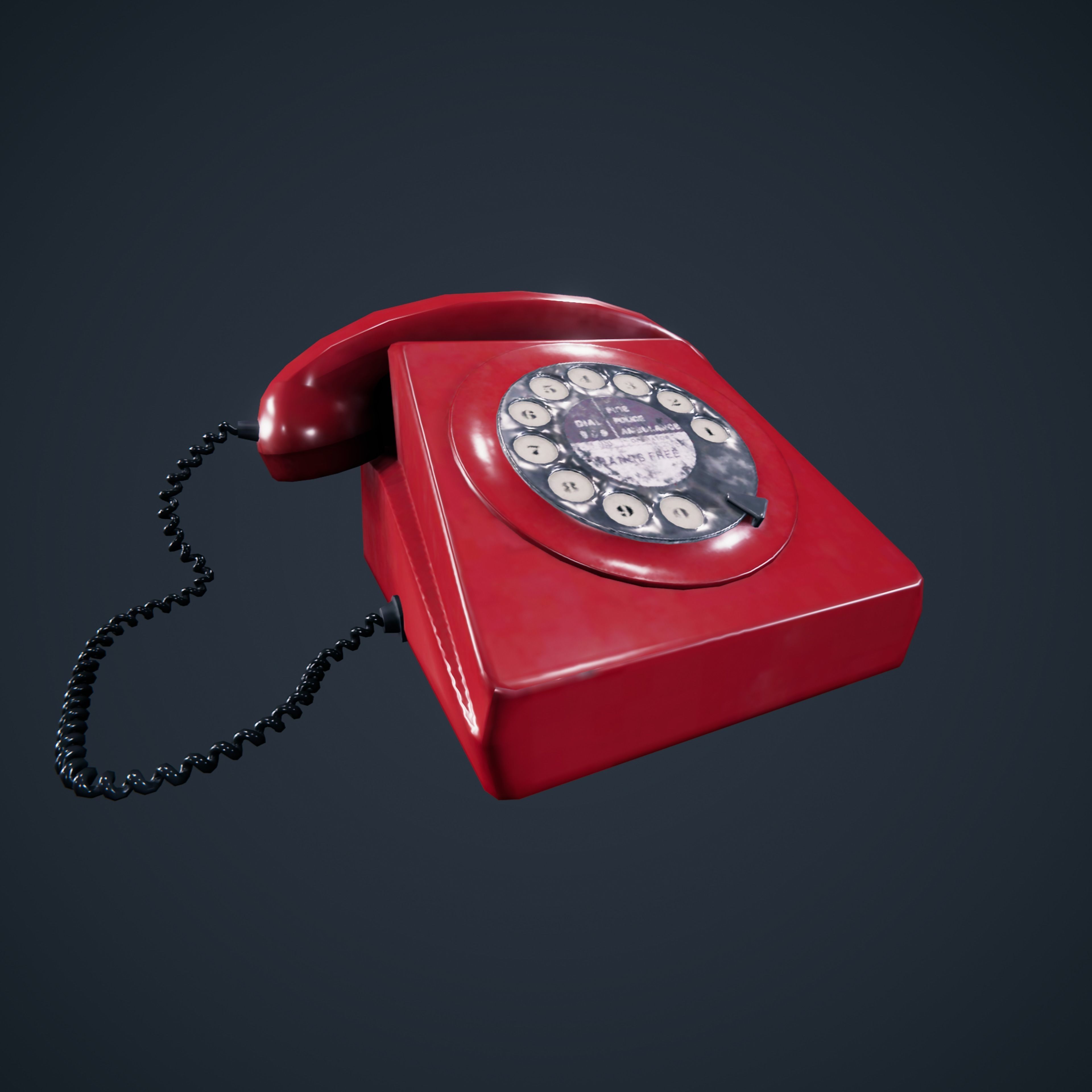Vintage Telephone Rotary Low-poly 3D model_7