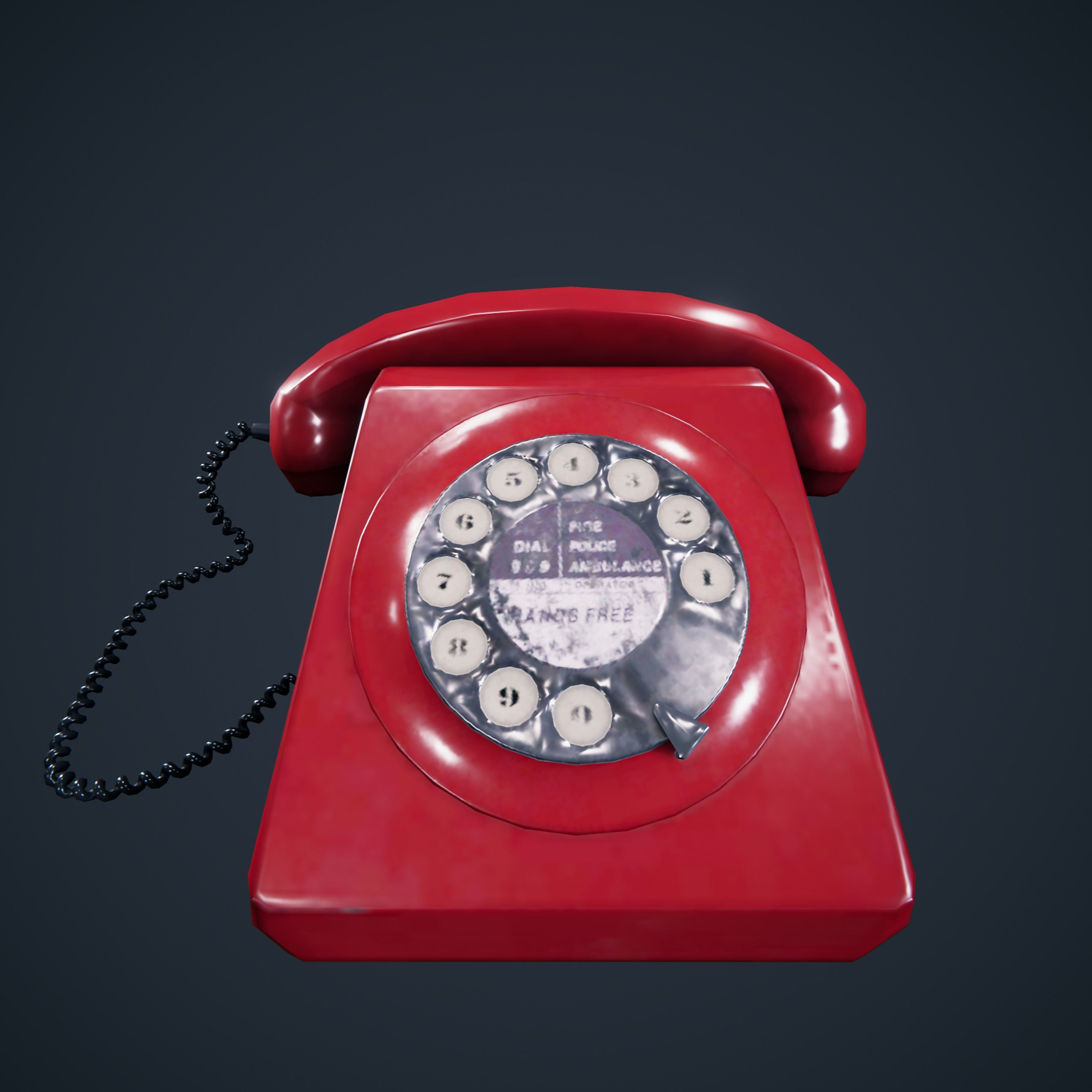 Vintage Telephone Rotary Low-poly 3D model_1