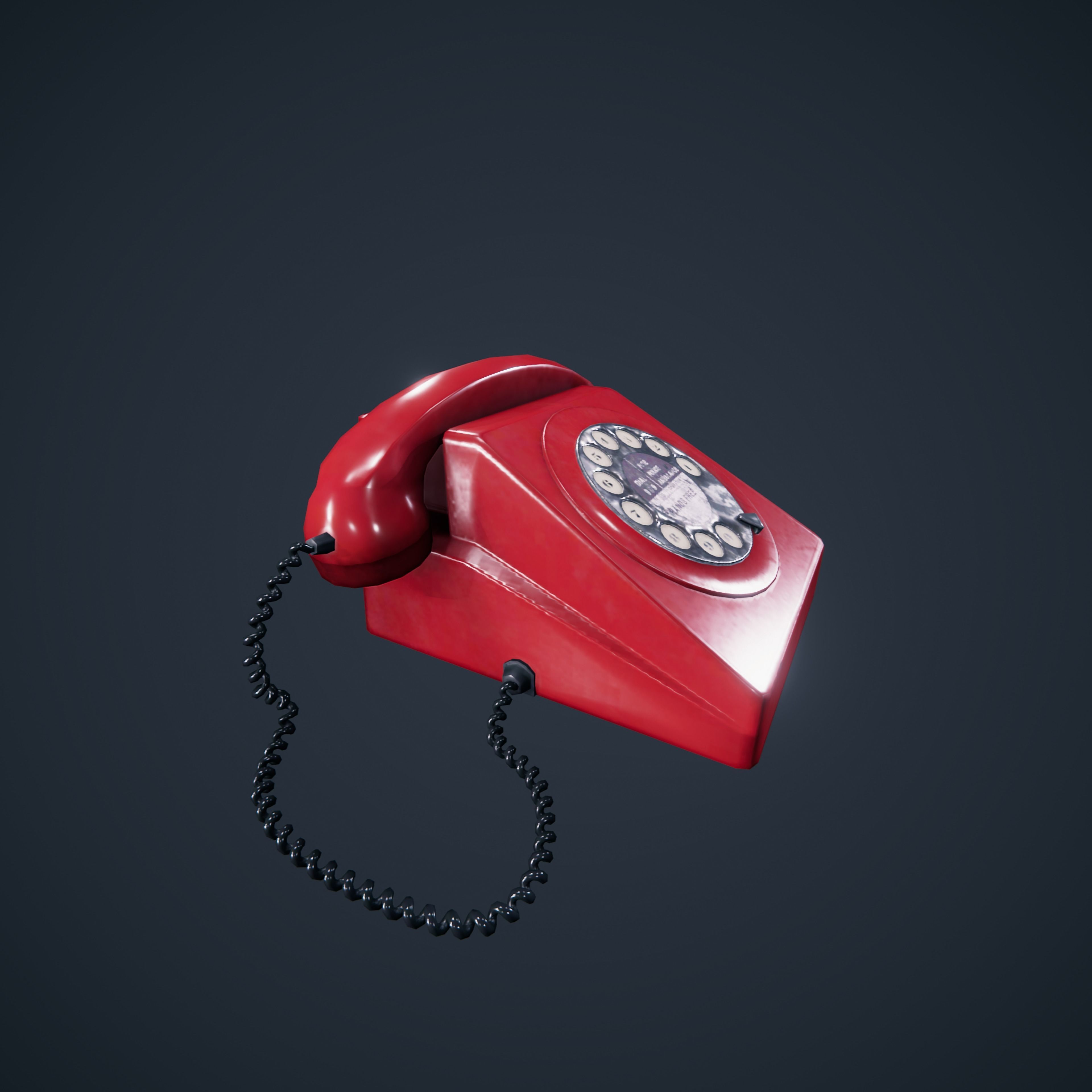 Vintage Telephone Rotary Low-poly 3D model_2