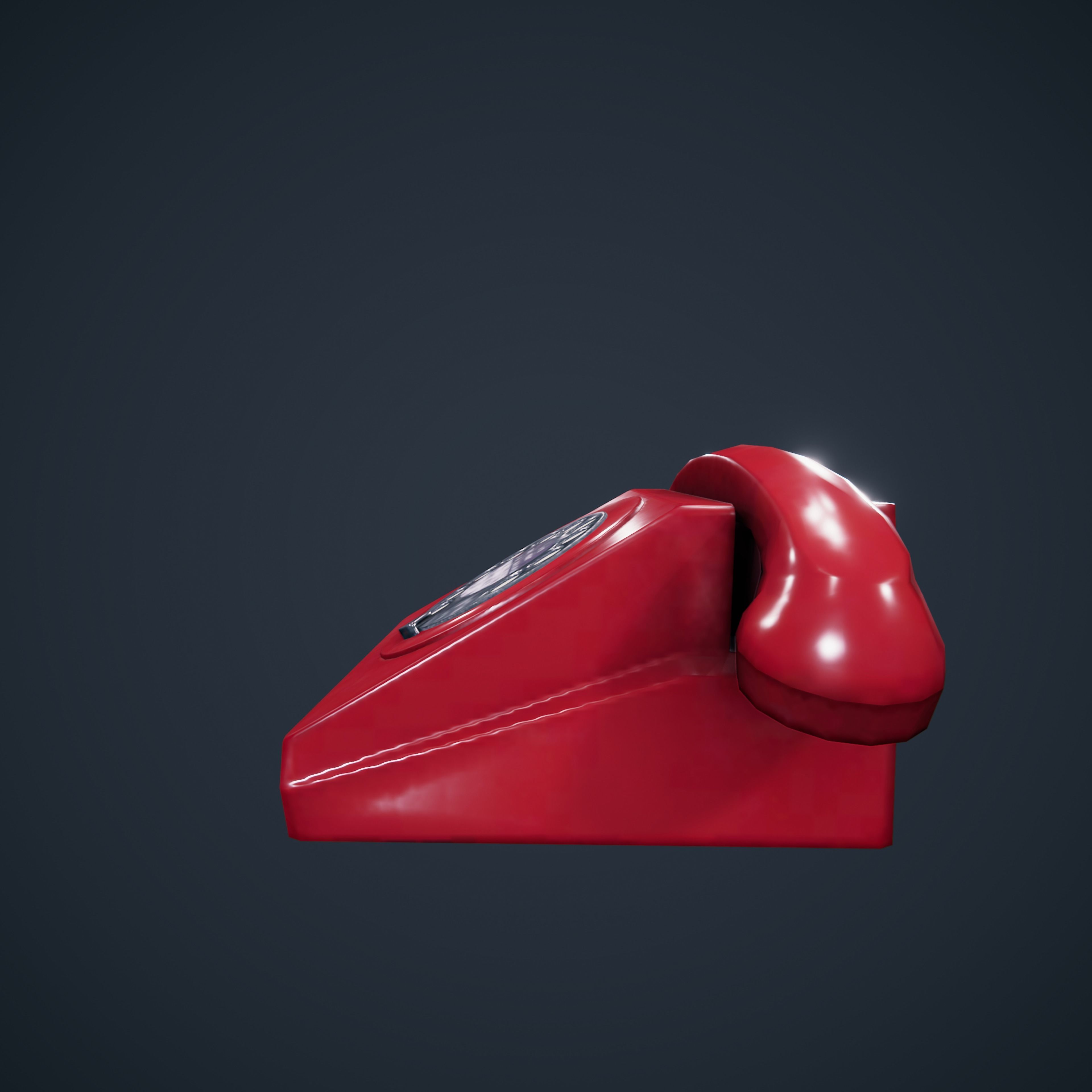 Vintage Telephone Rotary Low-poly 3D model_4