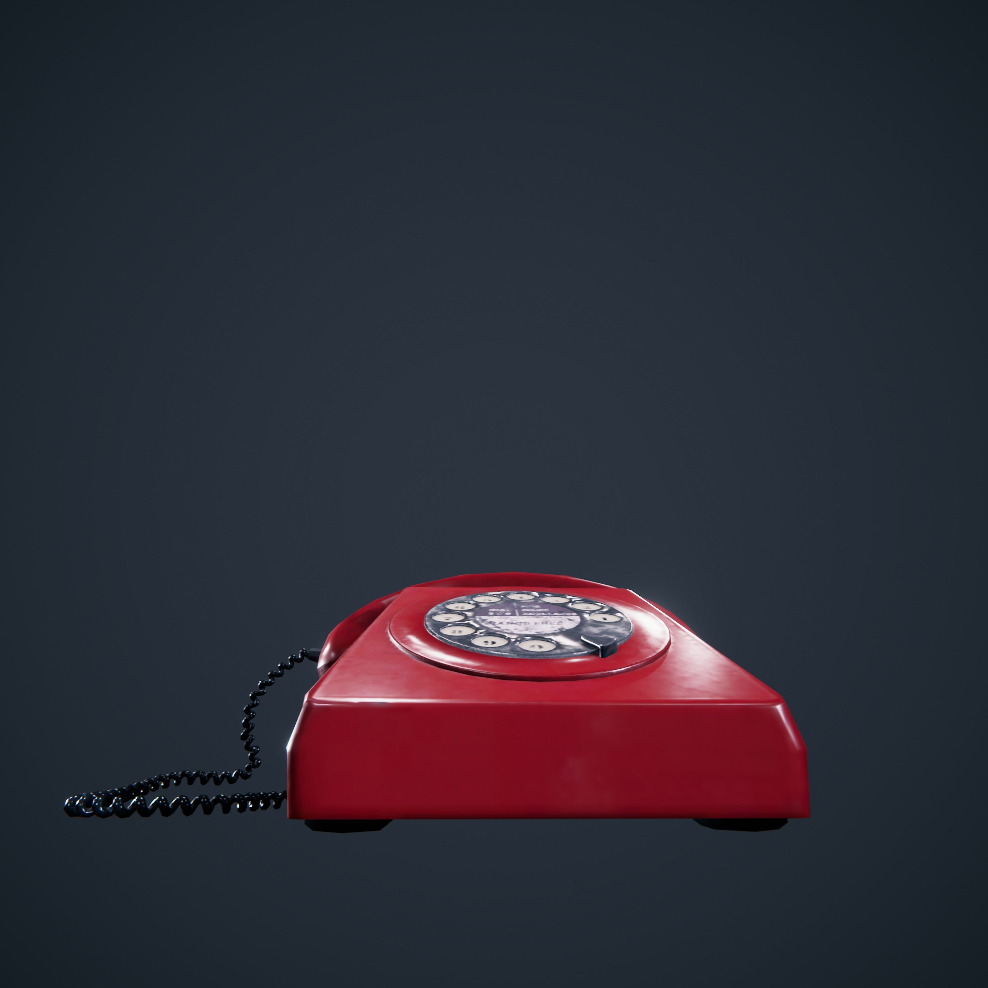Vintage Telephone Rotary Low-poly 3D model_5
