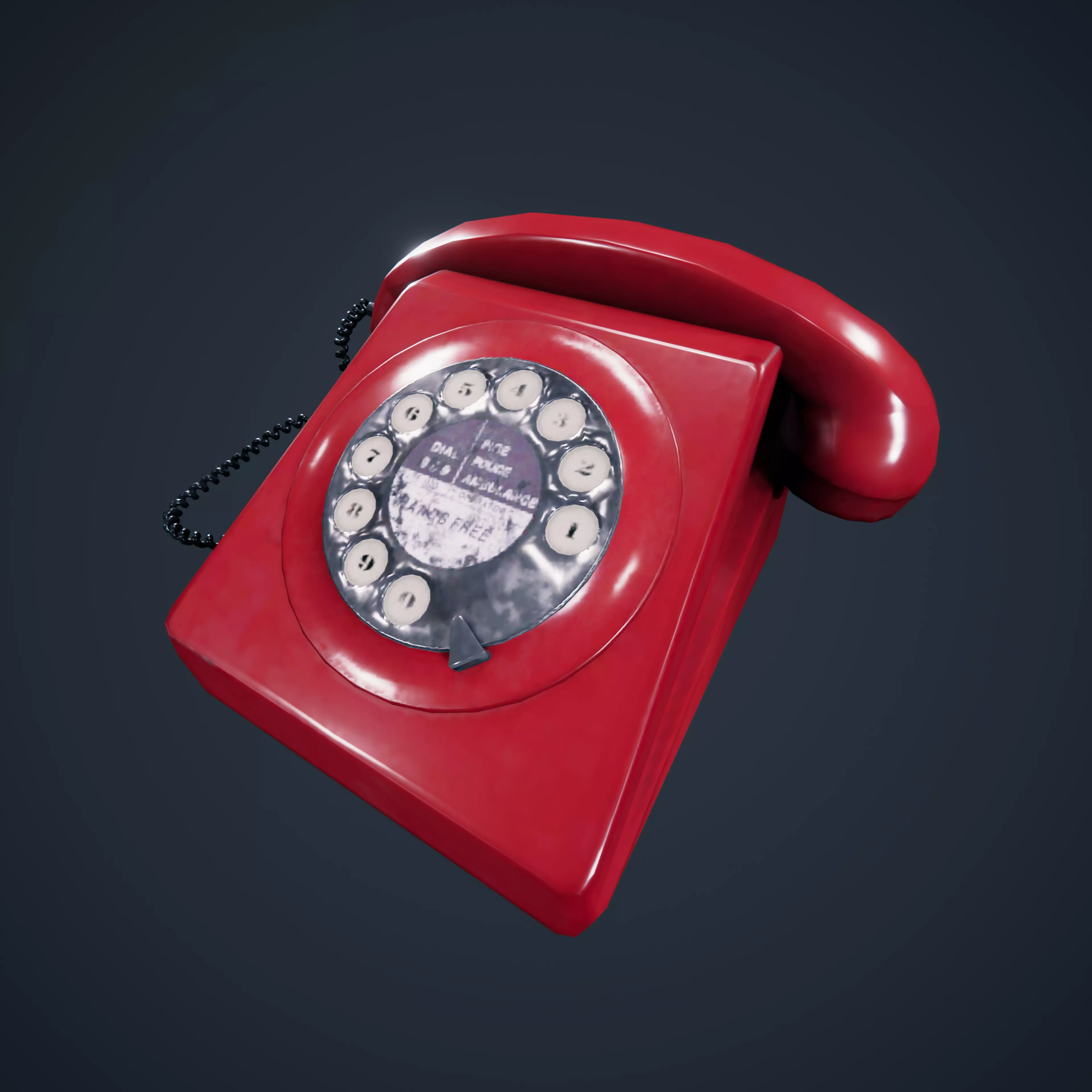 Vintage Telephone Rotary Low-poly 3D model_0