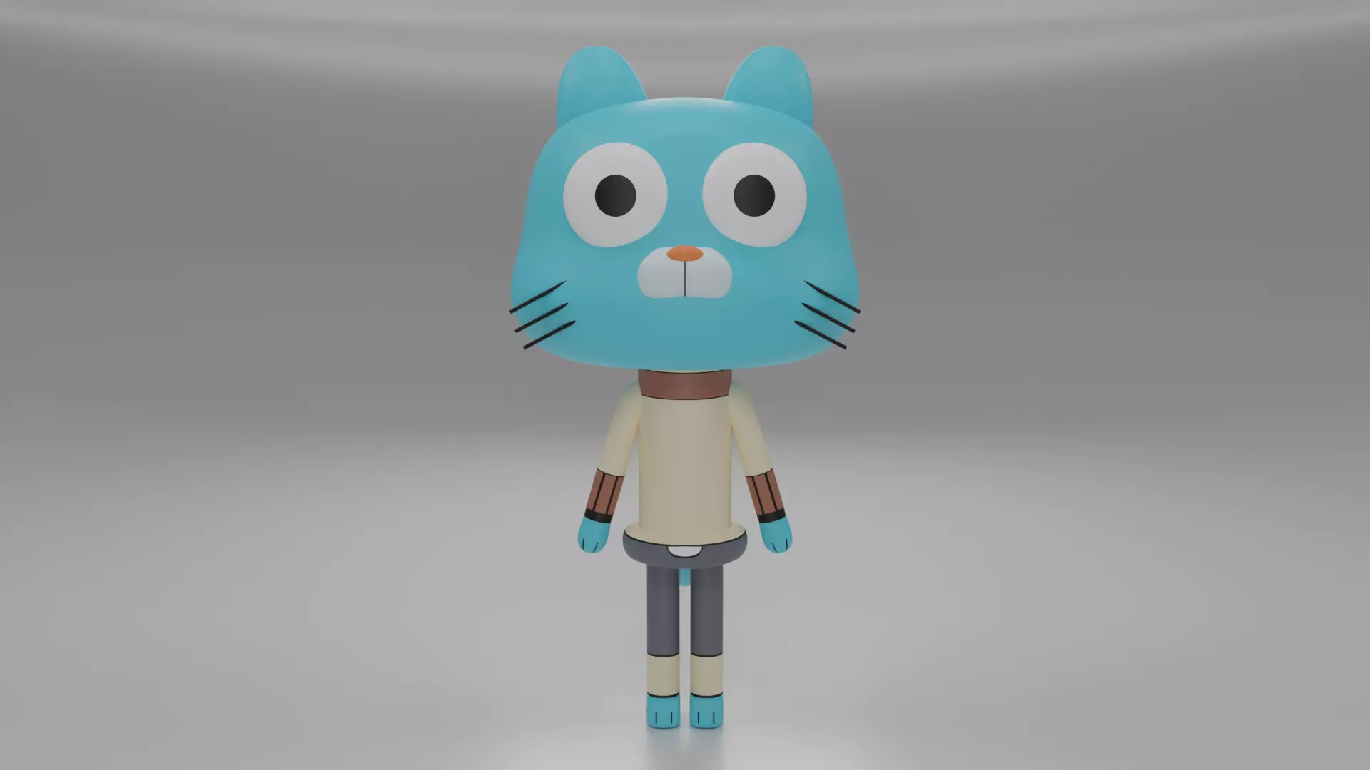 Gumball 3D Model cat with big eyes Free low-poly 3D model