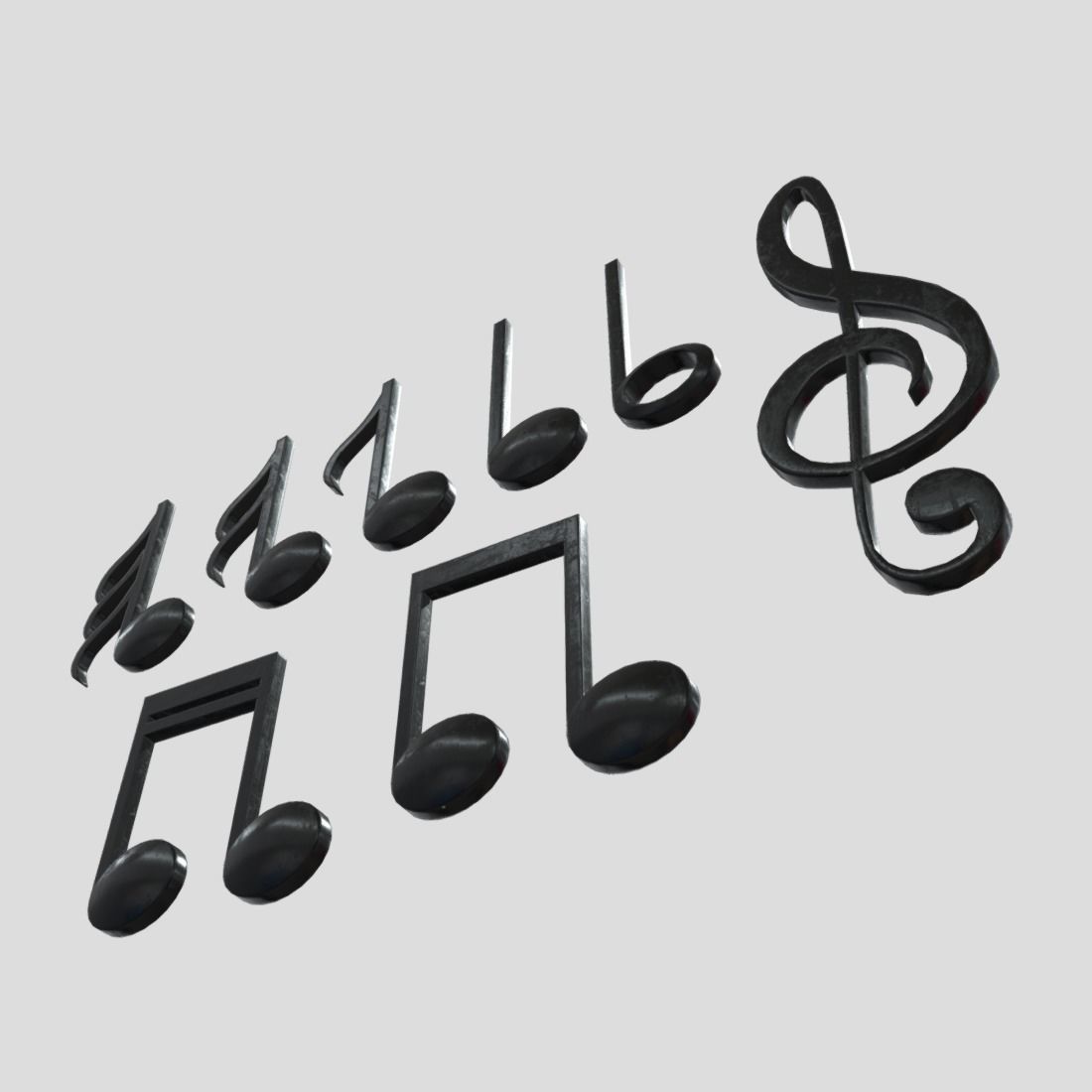 Musical Note Pack Low-poly 3D model_9