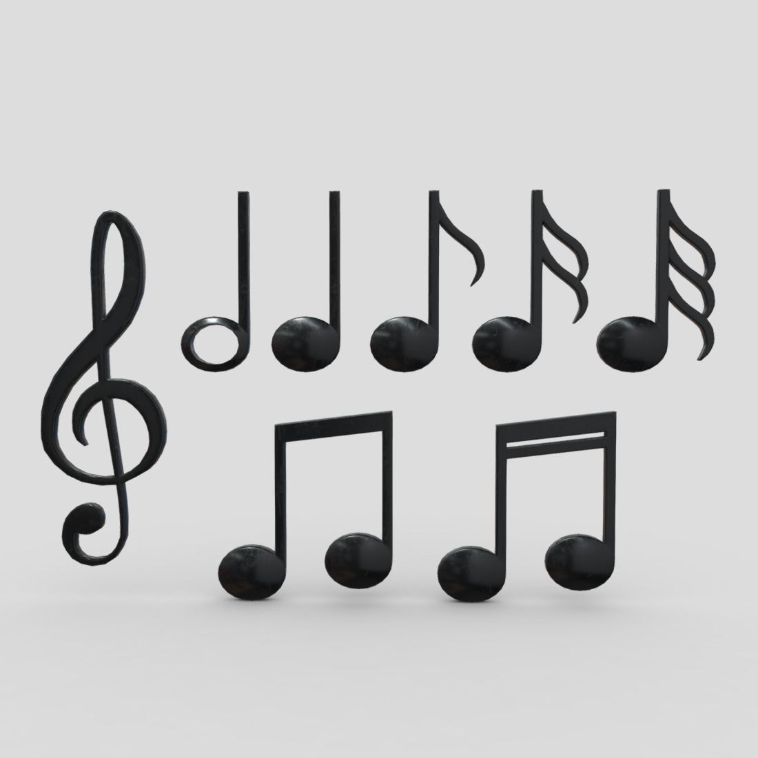 Musical Note Pack Low-poly 3D model_3