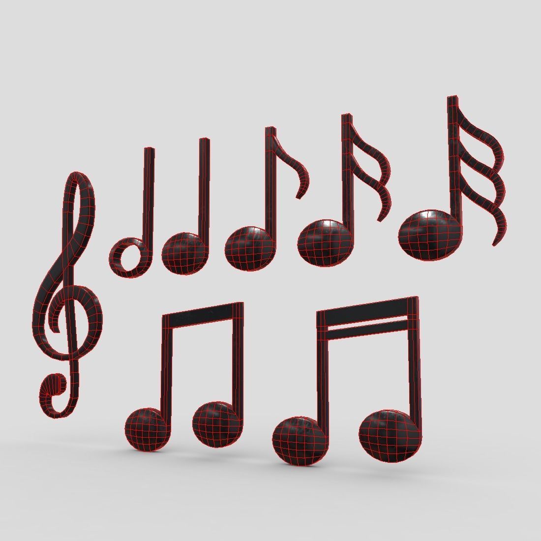 Musical Note Pack Low-poly 3D model_12
