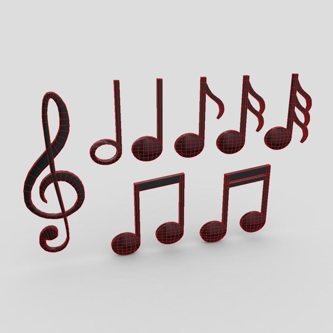 Musical Note Pack Low-poly 3D model_2
