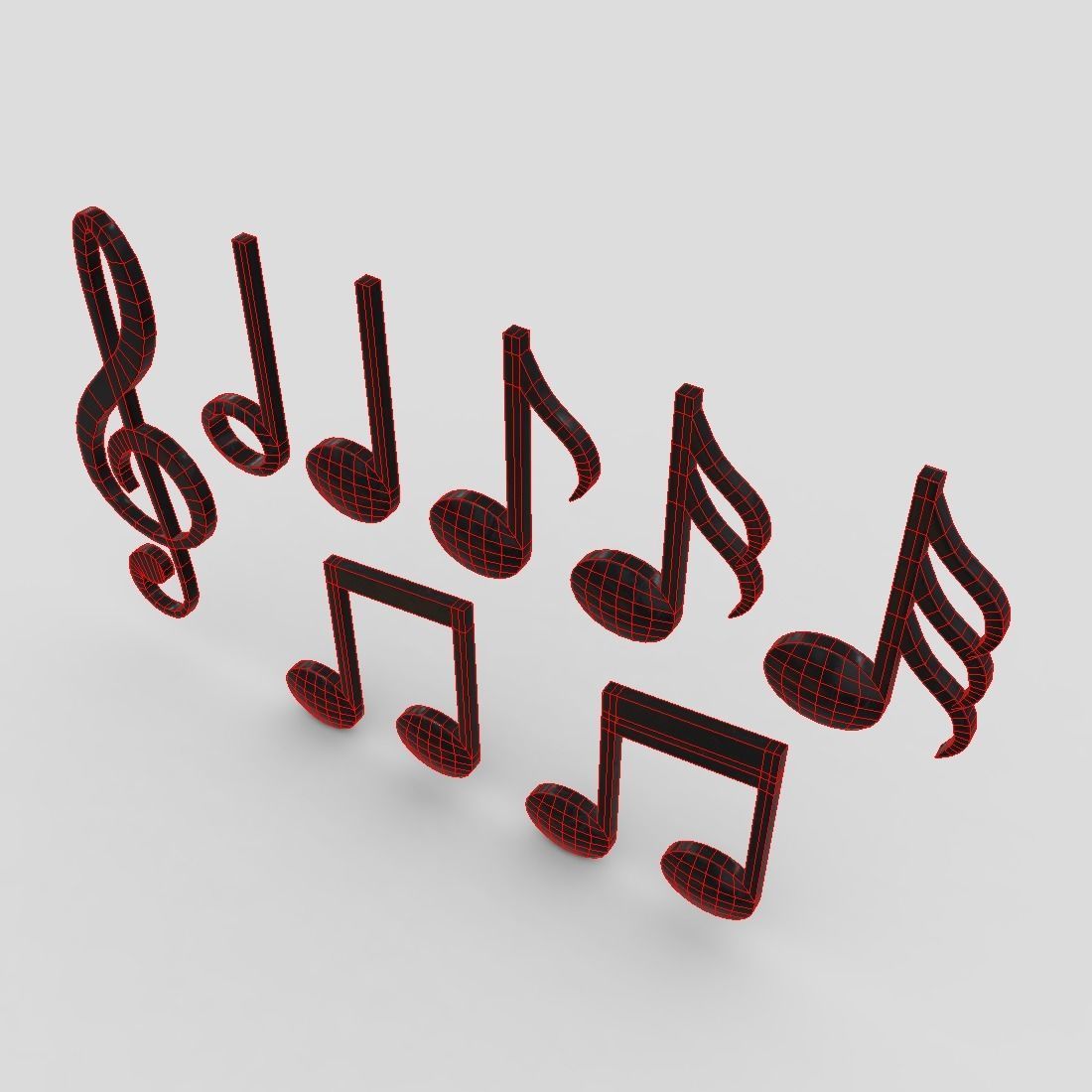 Musical Note Pack Low-poly 3D model_6
