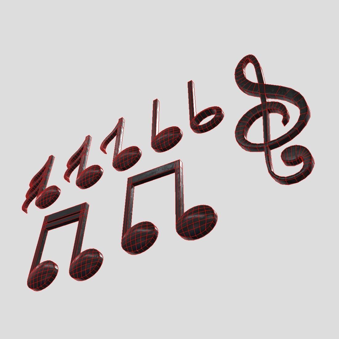 Musical Note Pack Low-poly 3D model_10