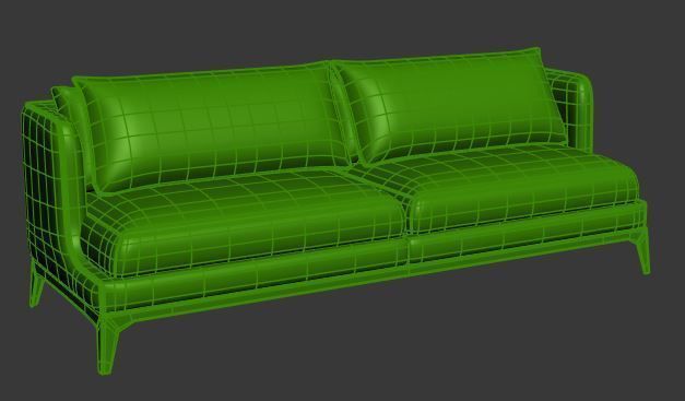 Sofa 2 seater Low-poly 3D model_7