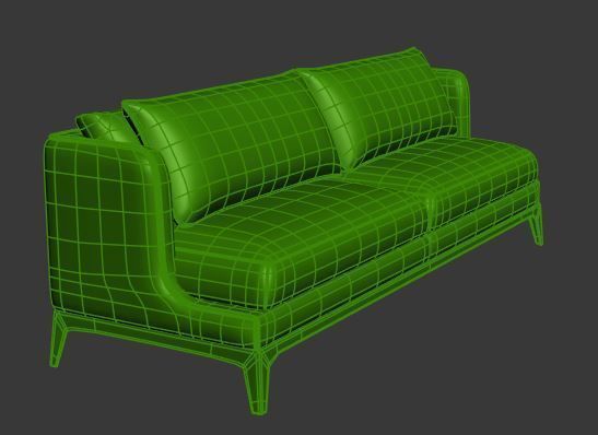 Sofa 2 seater Low-poly 3D model_8
