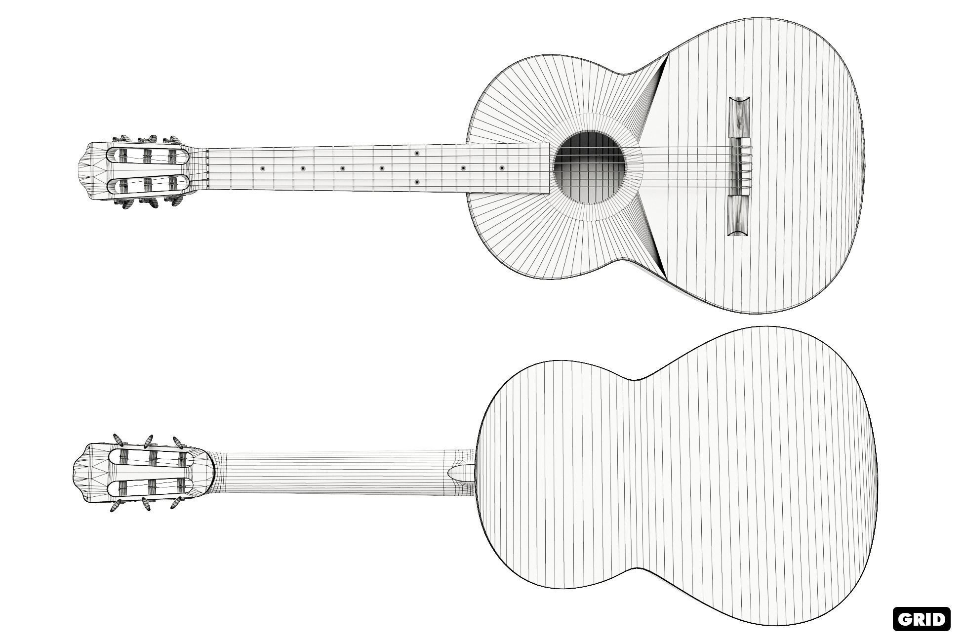 Classical Guitar Part 2 Low-poly 3D model_8