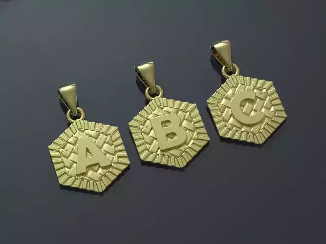  Hexagon Alphabet Pendant A-Z 
