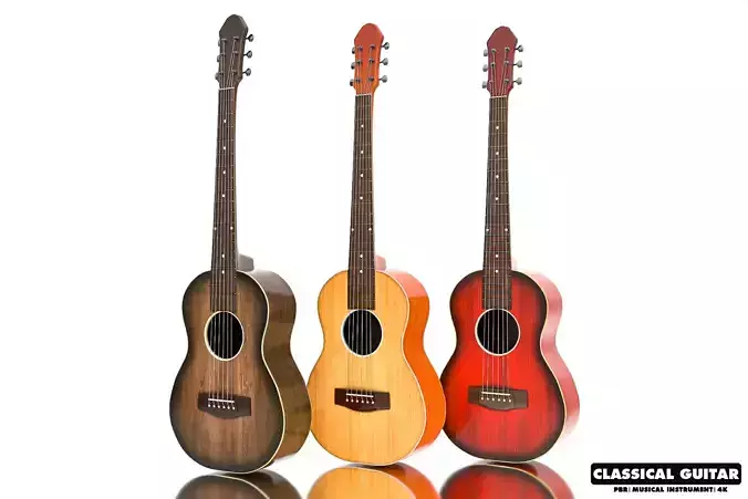 Classical Guitar Part 1 Low-poly 3D model