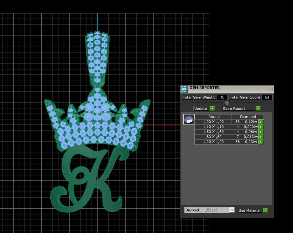 Crown with letter K pendant 3D print model 3D print model_7