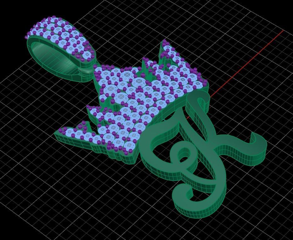 Crown with letter K pendant 3D print model 3D print model_2