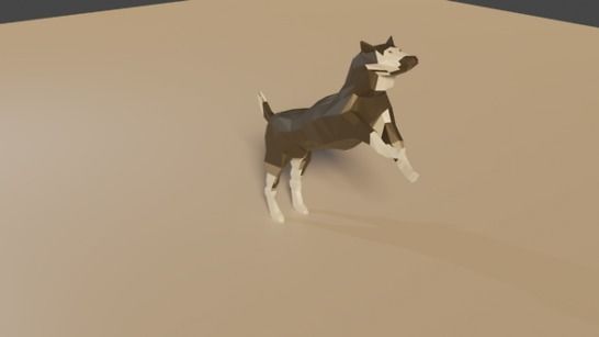 Low Poly 3d Wolf dog on lamp post Low-poly 3D model_2