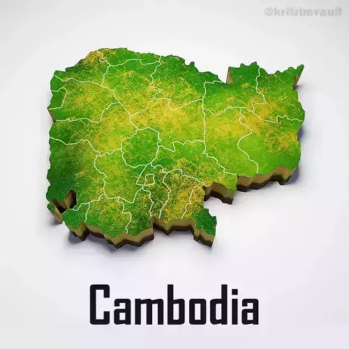 Cambodia country map 3d model