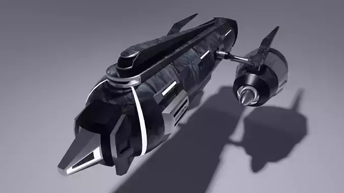Submarine Low Poly futuristic vehicle flying in air