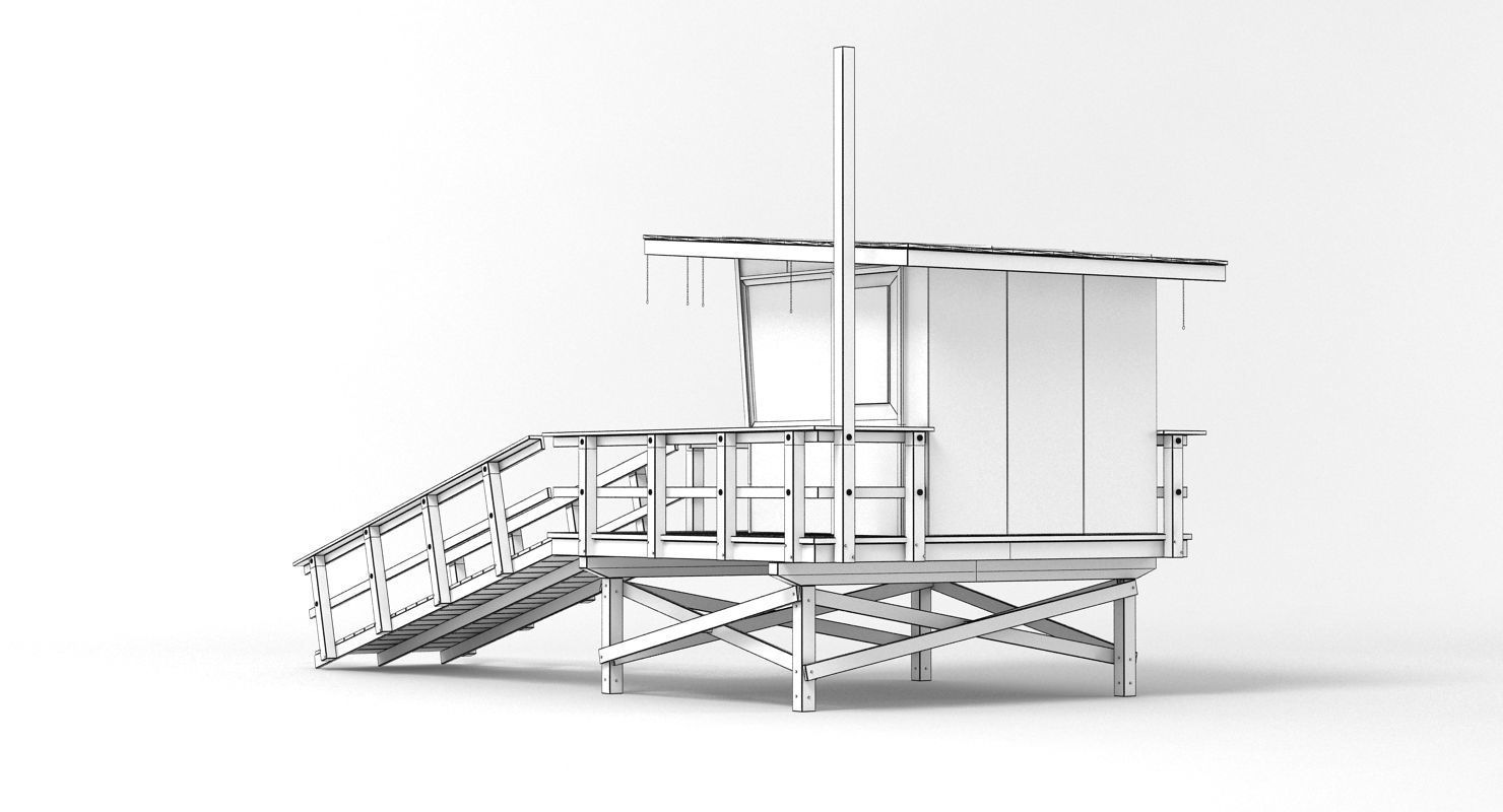 Beach Lifeguard Station 3D model_11