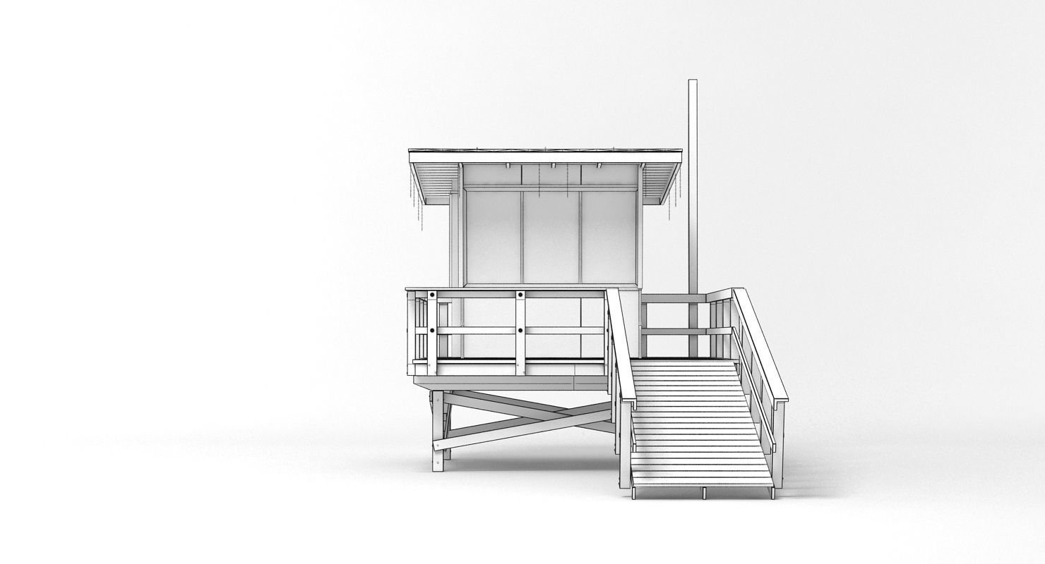 Beach Lifeguard Station 3D model_9