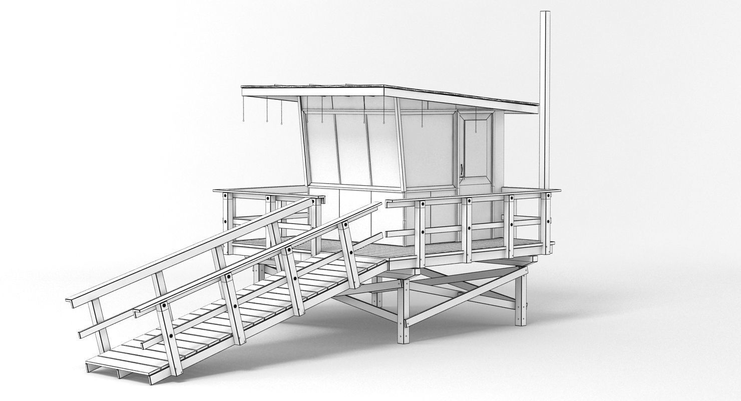 Beach Lifeguard Station 3D model_5