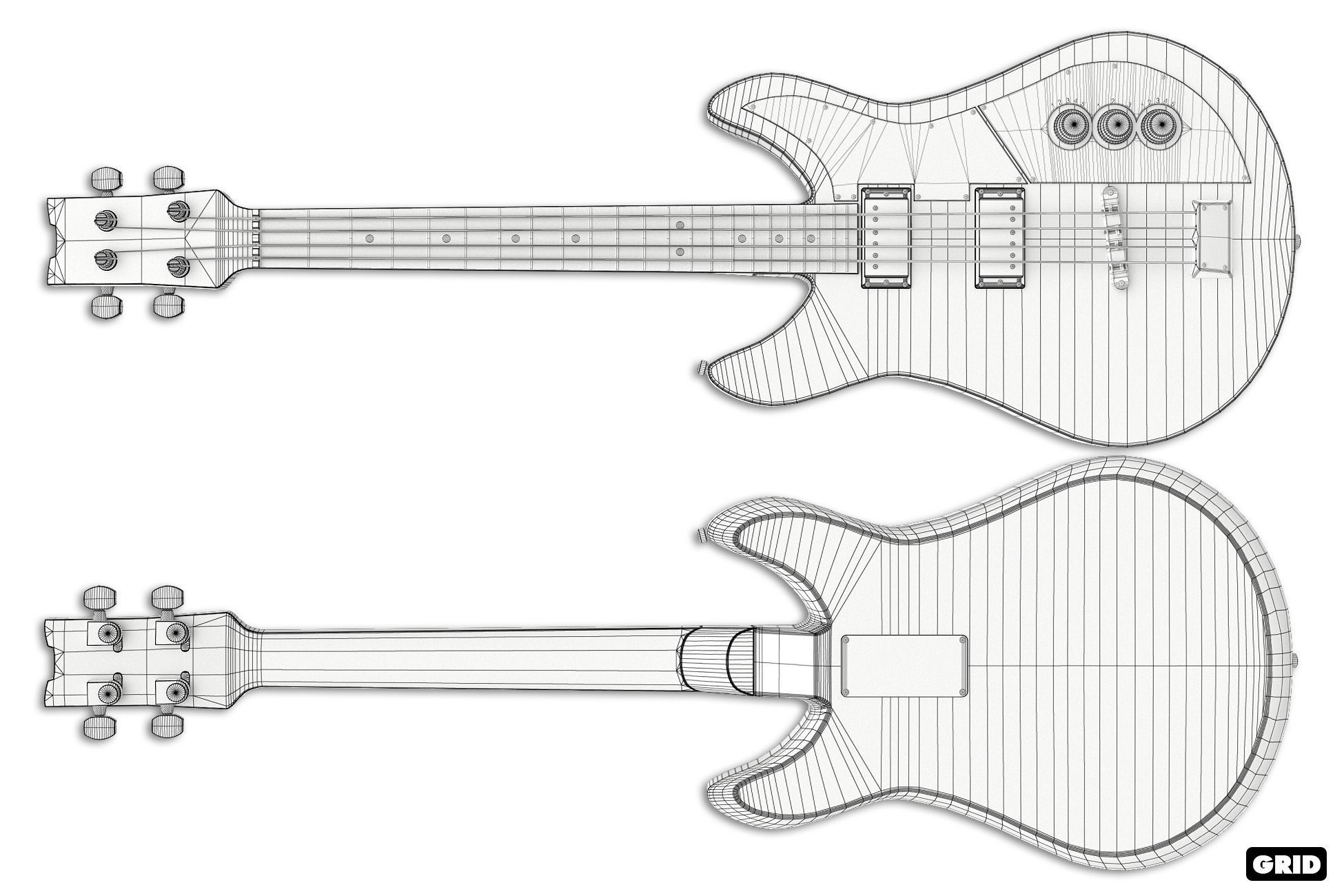 Bass Guitar Collection Low-poly 3D model_23