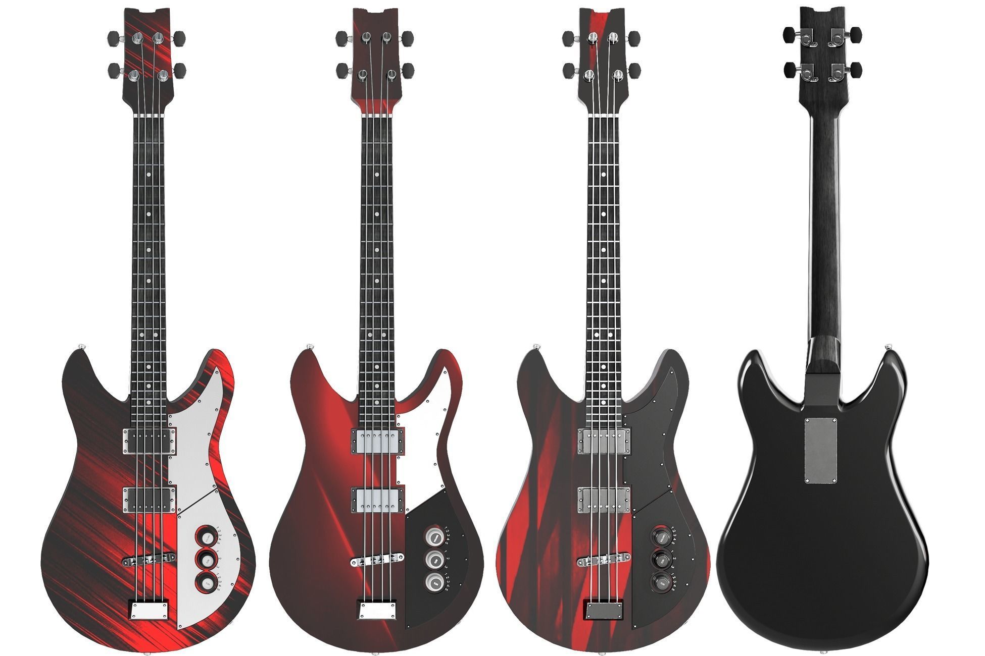 Bass Guitar Collection Low-poly 3D model_5