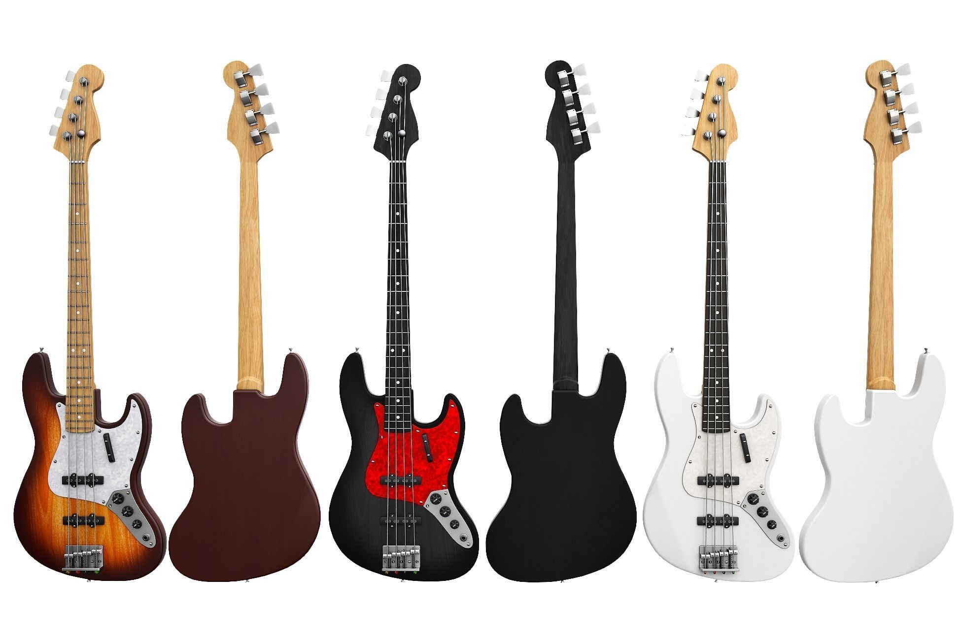 Bass Guitar Collection Low-poly 3D model_4