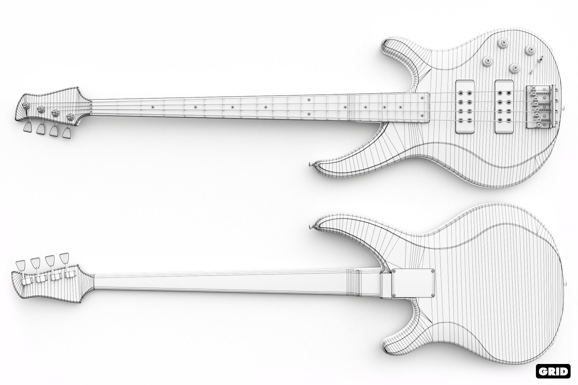 Bass Guitar Collection Low-poly 3D model_24