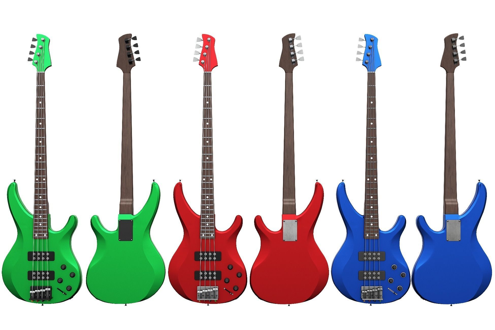Bass Guitar Collection Low-poly 3D model_6