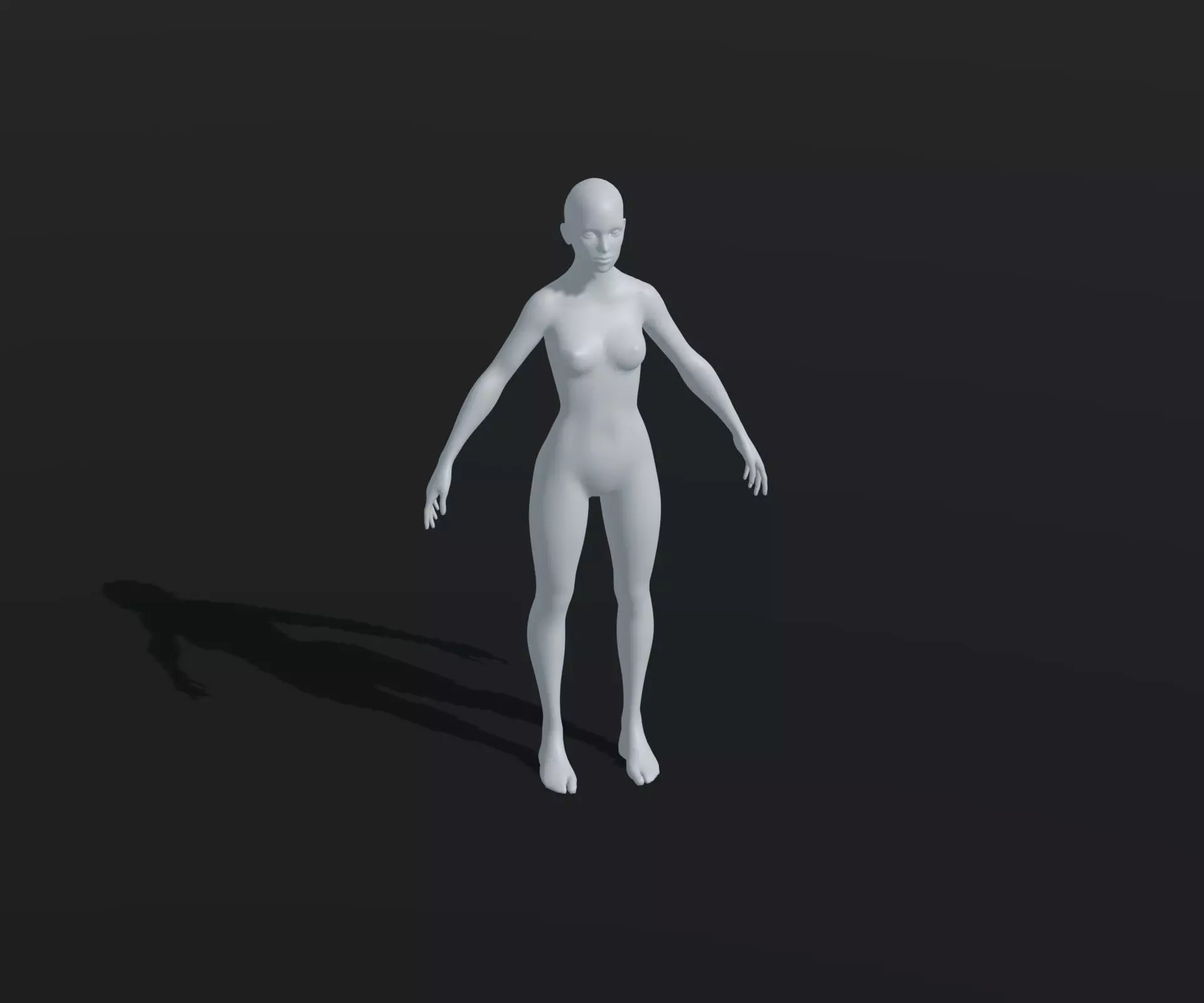 Female Body Base Mesh Animated and Rigged 3D Model 20k Polygons Low-poly 3D model_0