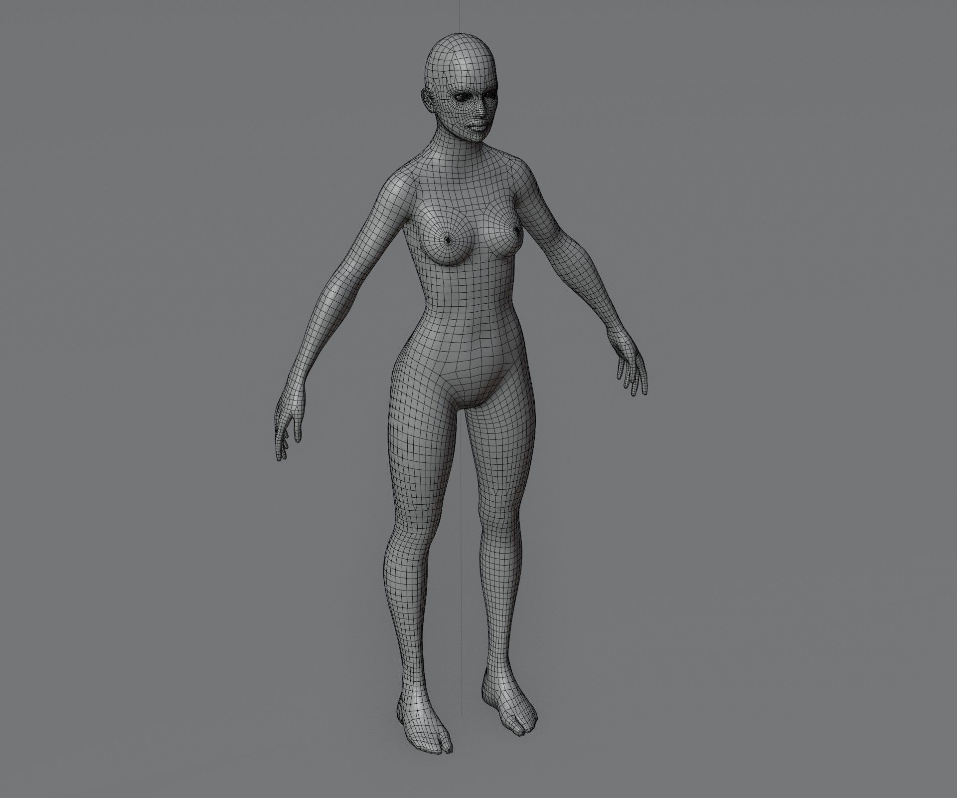 Female Body Base Mesh Animated and Rigged 3D Model 20k Polygons Low-poly 3D model_3