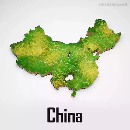China country map 3d model