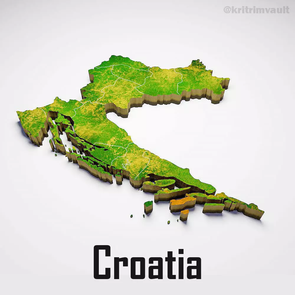 Croatia country map 3d model 3D model_0