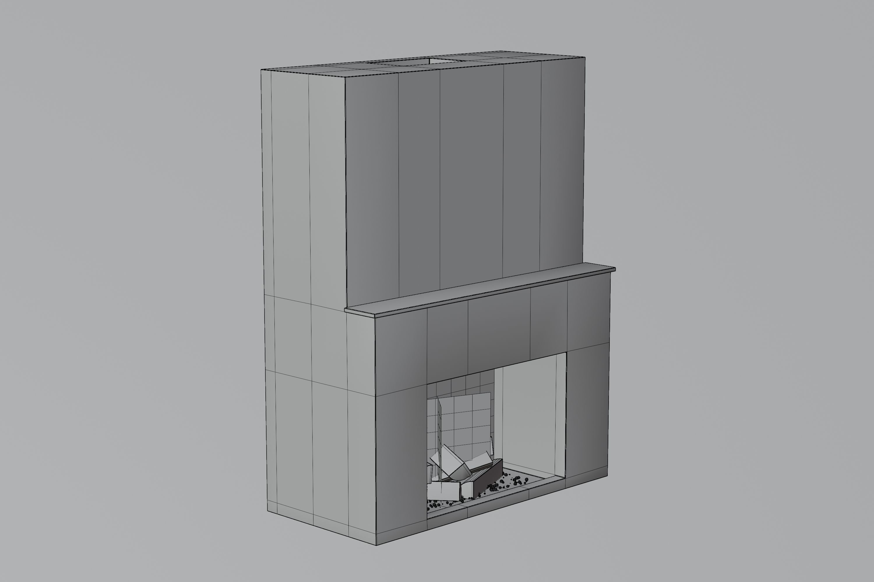 Fireplace with fire in it Low-poly 3D model_4